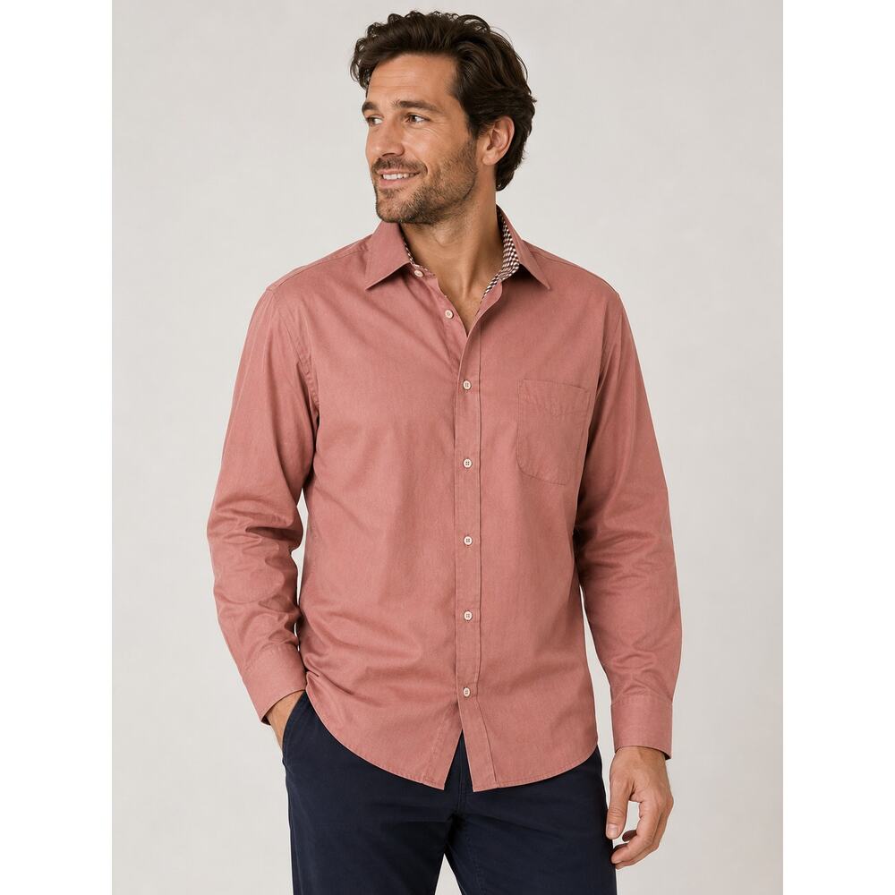 Forsythe Canada Pink Dress Shirt Mens XL Non Iron Button Front Cotton